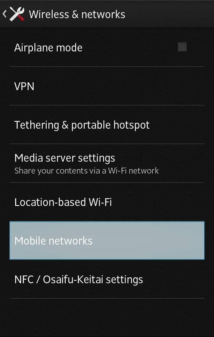 docomo Mobile Internet SIM android Settings